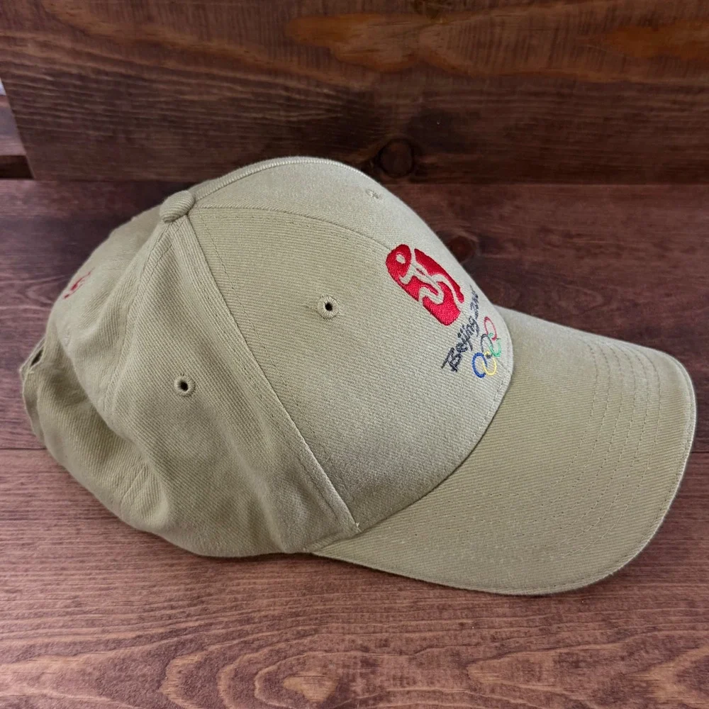 Beijing 2008 Olympics Hat Khaki Tan Embroidered Adjustable Baseball Cap Souvenir